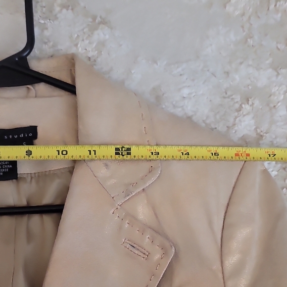 Y2K Vintage C&E Women Metallic Suede Leather Jacket Size 6/S Gold Champagne - Picture 13 of 16